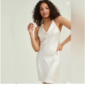 The Daphne satin dress in CHAMPAGNE